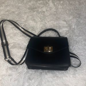black faux leather bag